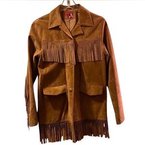 Vintage Marlboro Red Star Suede Fringe Jacket